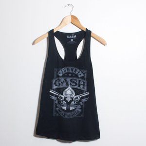 Johnny Cash Tank Top Womens Medium Black Mean As Hell